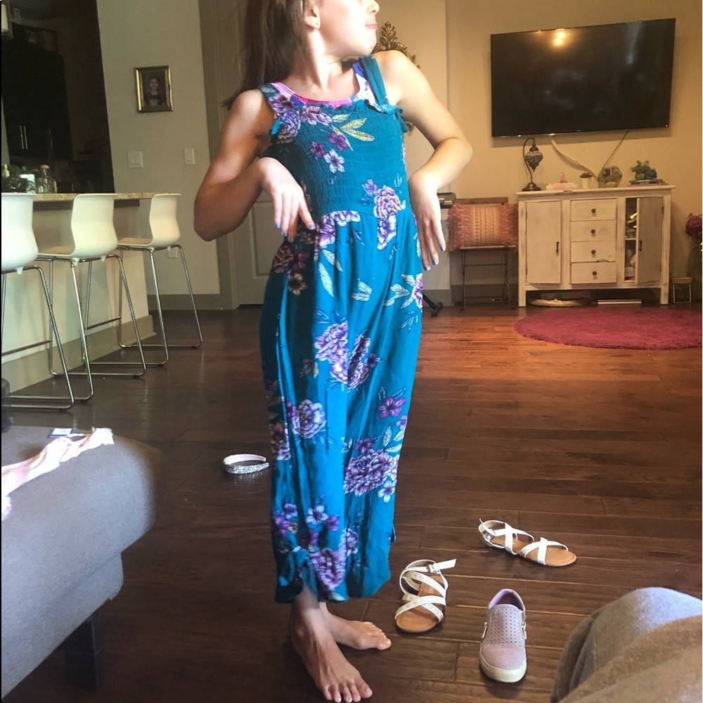Art Class Smocked Jumpsuit Turquoise & Purple S​ - Picture 3 of 16